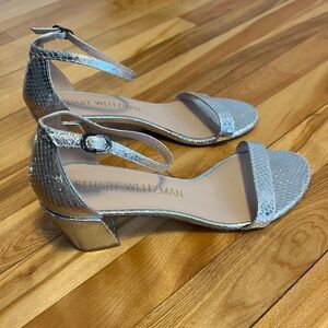 Stuart Weitzman silver block heel